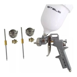 Pistola Pintura Gravidade 600ml + 3 Bicos 1.2/1.5/1.8 Stels