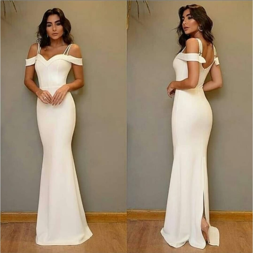 Vestido Festa Madrinha Casamento Formatura Longo Sereia Tecido Crepe Modelo Duas Alças