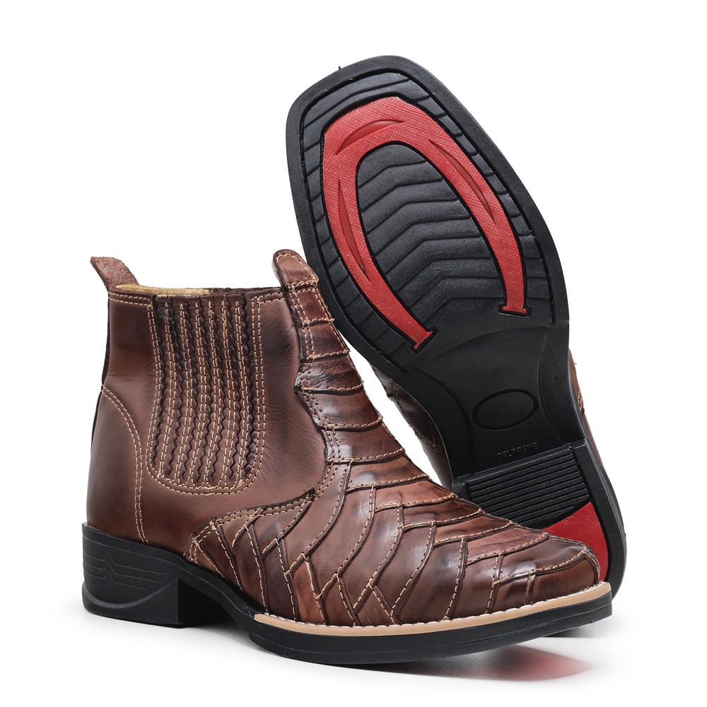 Bota cano store curto escamada masculina