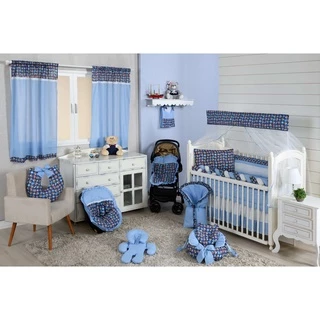 Kit de Berço Quarto Completo Menino Urso Marinheiro 18 Peças