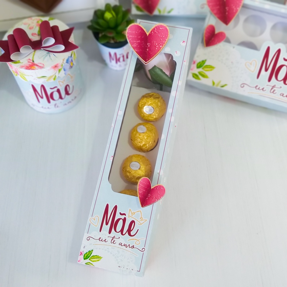Caixa Para Rosa e 5 Doces Mãe eu te amo | Caixa Presente Dia das Mães | Embalagem Luxo para Doces em Oferta na Shopee