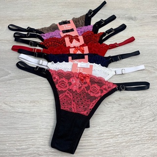 Kit 5 Calcinhas Tanga Regulagem na lateral com renda lingerie - Pague 4, Leve 5