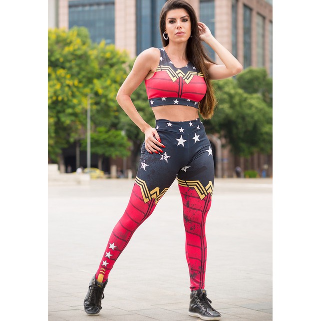 CONJUNTO FEMININO DE CALÇA LEGGING FITNESS MULHER MARAVILHA