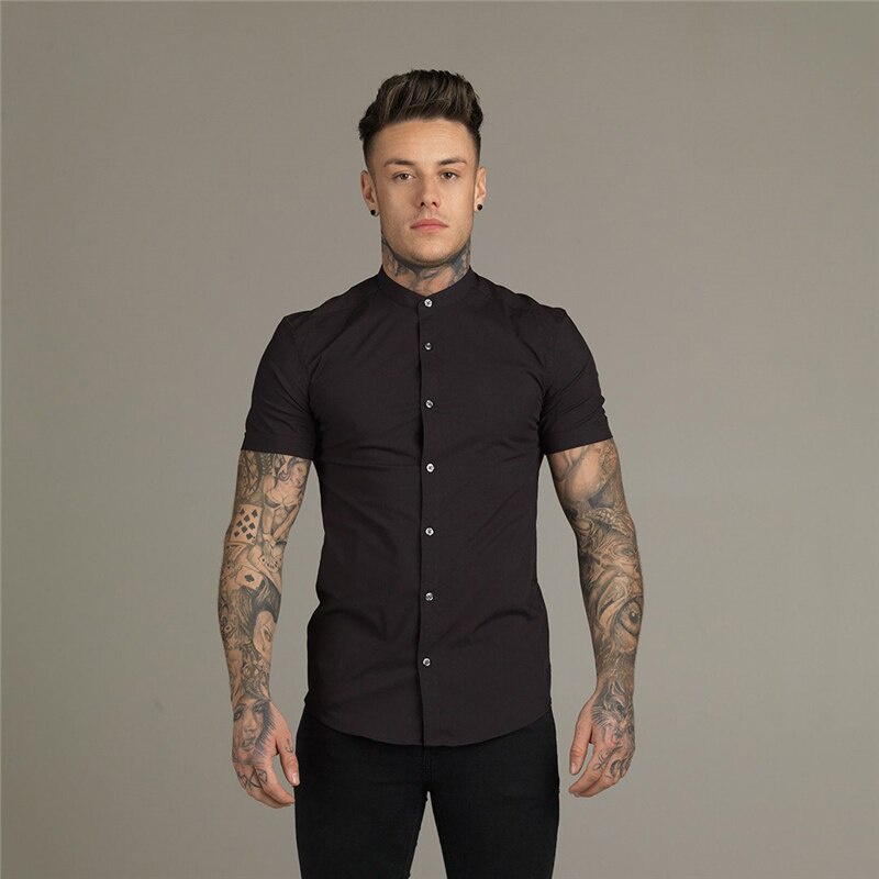 Camisa social gola store curta