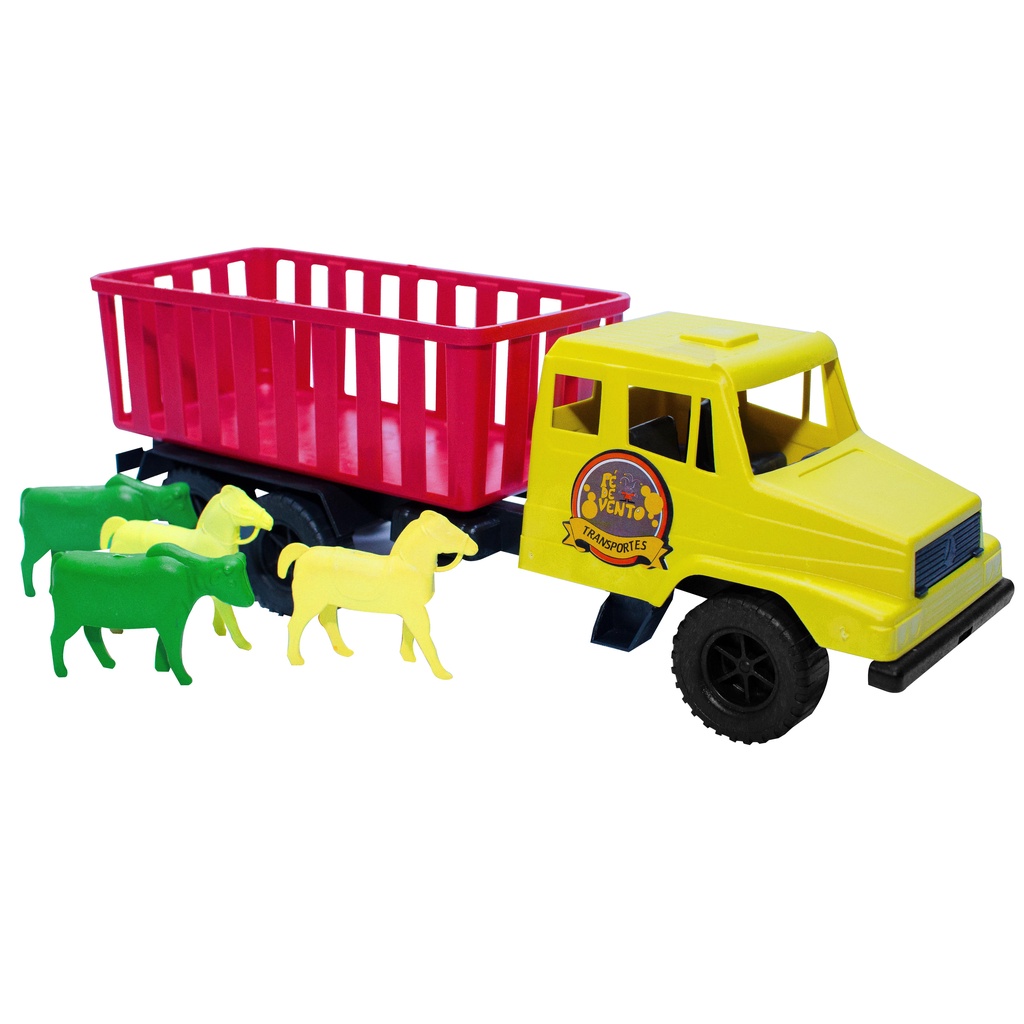 Caminhão de Brinquedo Boiadeiro Cowboy Truck com Animais