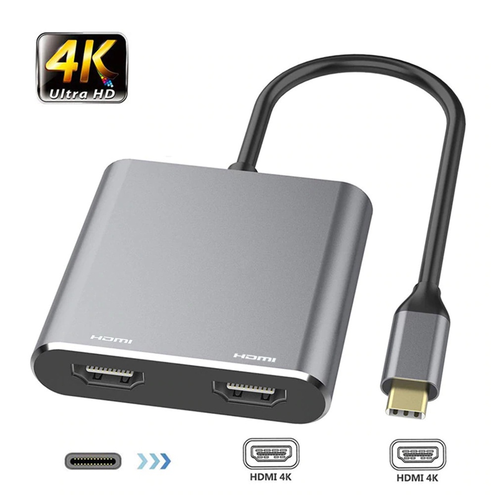 Typec Hdmi 2 Em 1 Adaptador Dual-C Hub Hdmi 4k Dois Monitores Espelho  Estender Display Para Macbook Laptop Celular