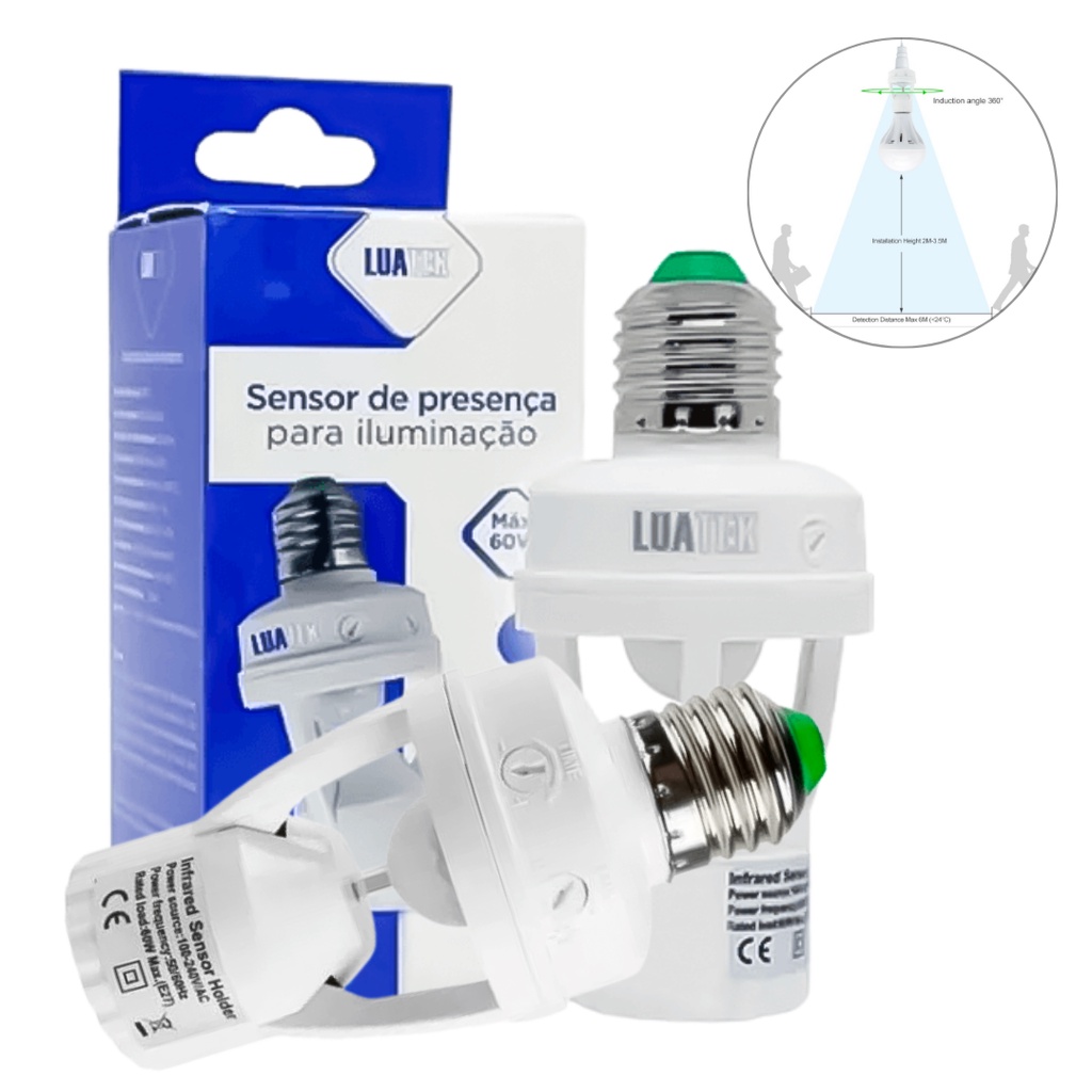 Bocal De Lâmpada Inteligente Luatek Com Sensor Presença | Shopee Brasil