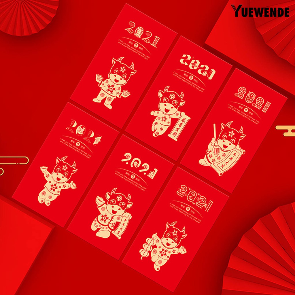 YWD 6Pcs 2021 Envelope De Boi Ano Vermelho Espesso Personalidade De ...