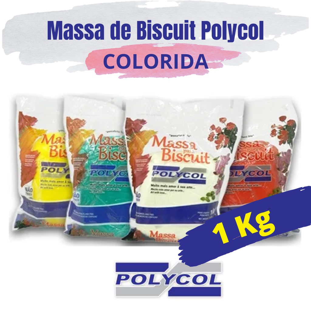 Massa de Biscuit Polycol Colorida 1 kg Profissional Premium | Shopee Brasil