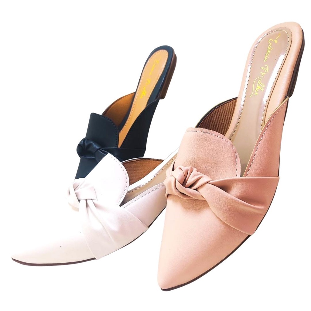 Kit 3 pares de Mule Feminino Sandália Rasteira Muller Scarpin Sapatilha ...