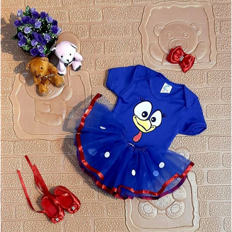 Roupa de store tule galinha pintadinha