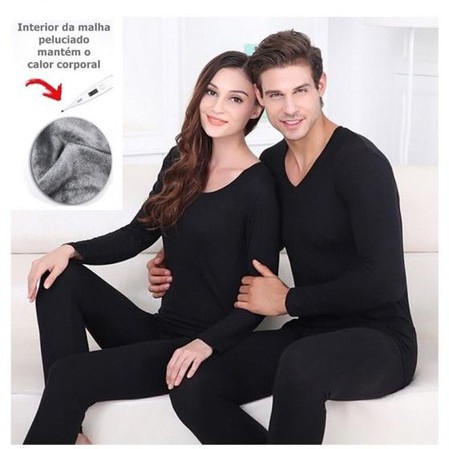 Conjunto Roupa Térmica Peluciada Flanelada Masculino e Feminino Meia Calça