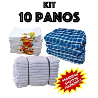 Kit com 10 Pano de Chão - Saco Alvejado Duplo para Limpeza (50cm x 28cm)