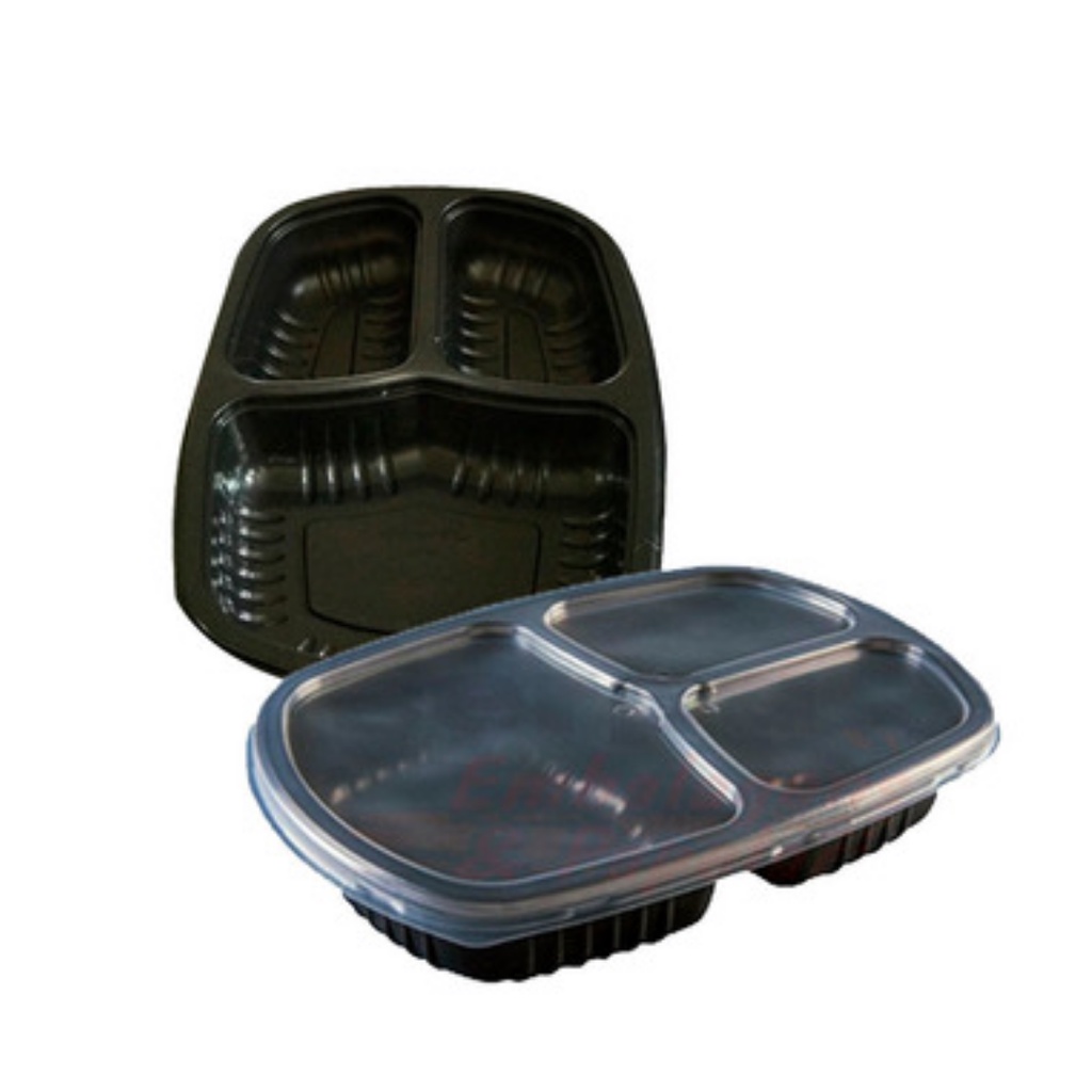 Embalagem Forneável 850ml com 3 divisórias G231 C/5 unidades