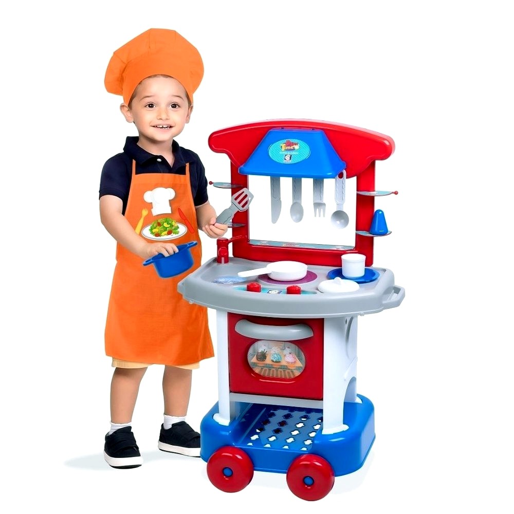 Cozinha Infantil Menino Eletro Panela Comida Brinquedo 10pç