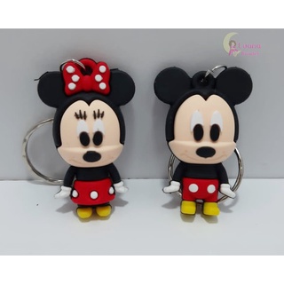 Chaveiro Minnie e Mickey de Borracha - pacote com 2 unidades.