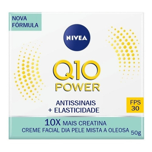 NIVEA Creme Facial Antissinais Q10 Power Dia FPS 30 Pele Mista a Oleosa 50g  50g