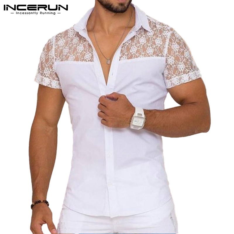 2023 branco elegante retro botão acima camisas para os homens