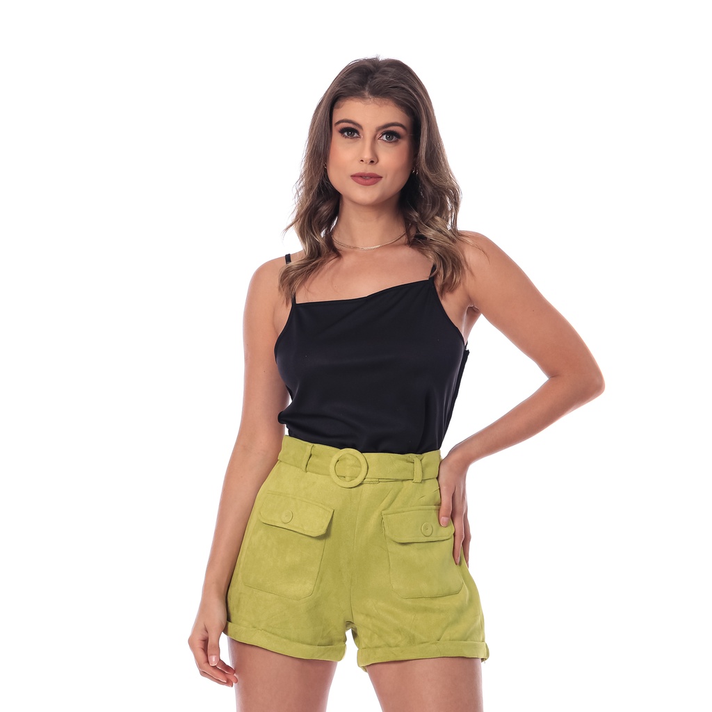 Short alto hot sale de tecido