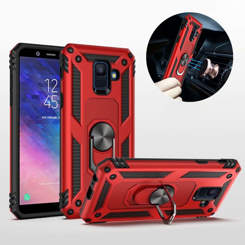 Samsung Galaxy J4 J6 Plus J8 2018 j2 pro J7 Armadura Prime À Prova De Choque Anel Metálico Anti-Queda