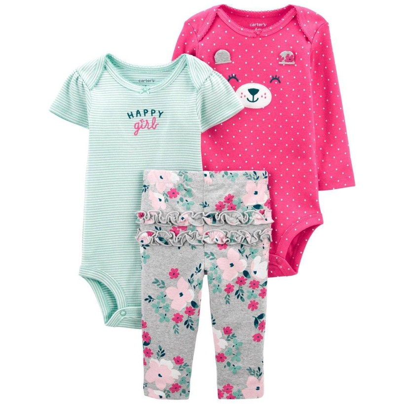 Roupa Infantil Menina Carters Conj 3 Pçs Happy Girls. | Shopee Brasil