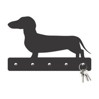 Porta Chaves Porta Chaves Cachorro Salsicha em Mdf Vazado de 3mm Preto Fosco