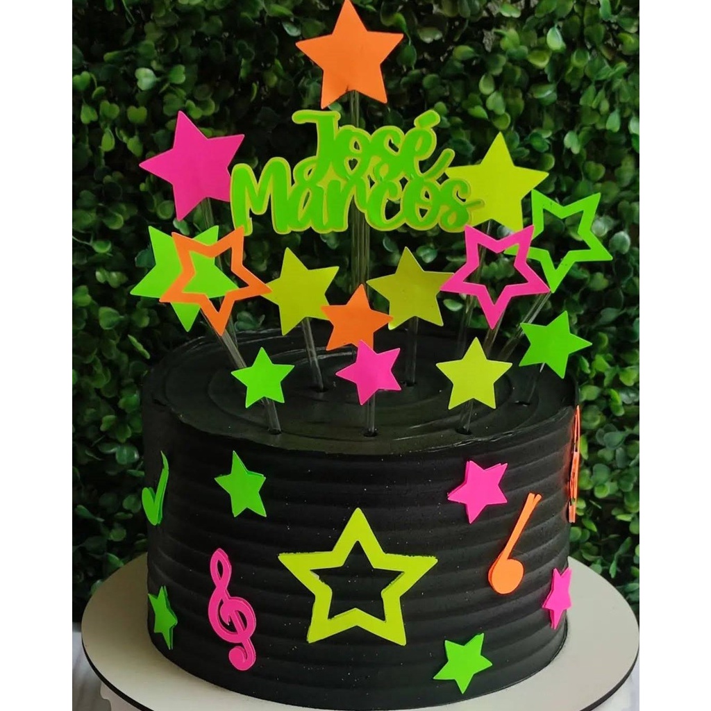 Glow cake (bolo com glitter) topper maquiagem. 