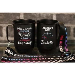 caneca de alumínio Aqui a parceria é forte com tirante 35 mm