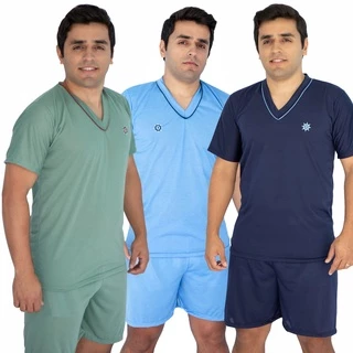 Promoção Pijama Masculino Liso Curto Verão Short e Camisa Manga 070 Revenda Atacado em Oferta na Shopee