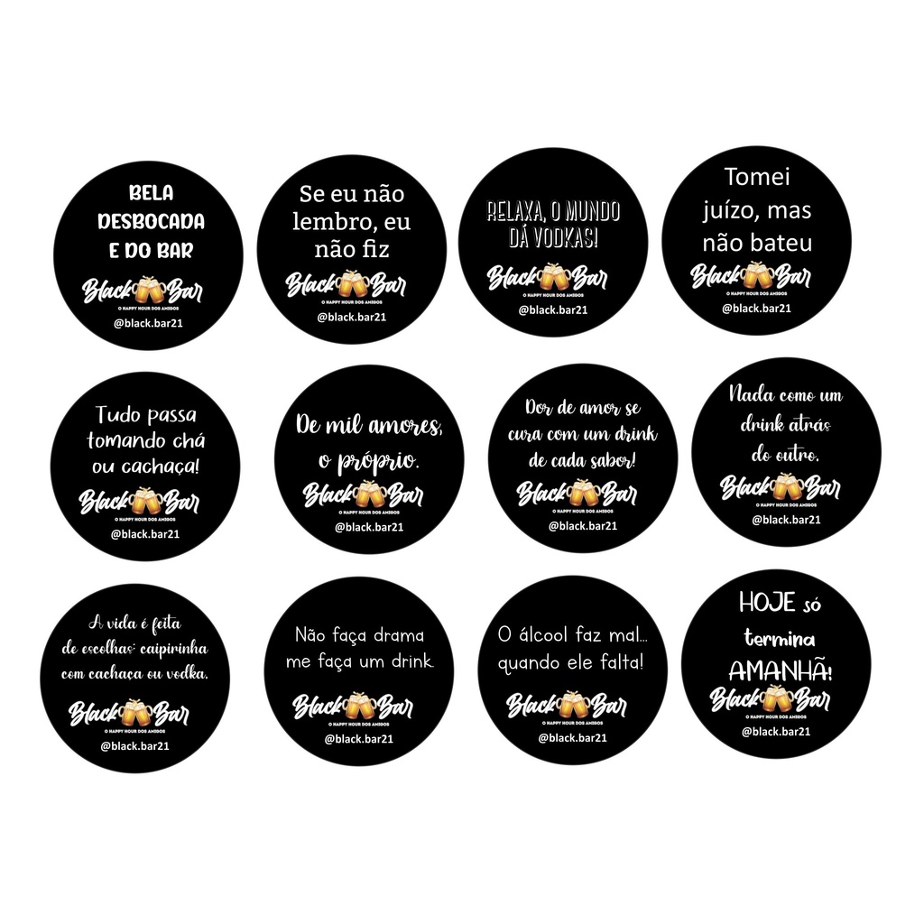 Tag para drinks personalizados circulares (coloque sua logo) 100un