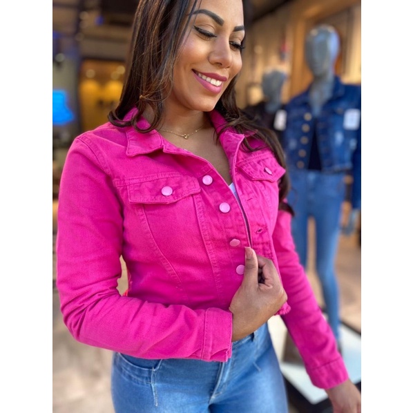 Jaqueta hot sale jeans pink