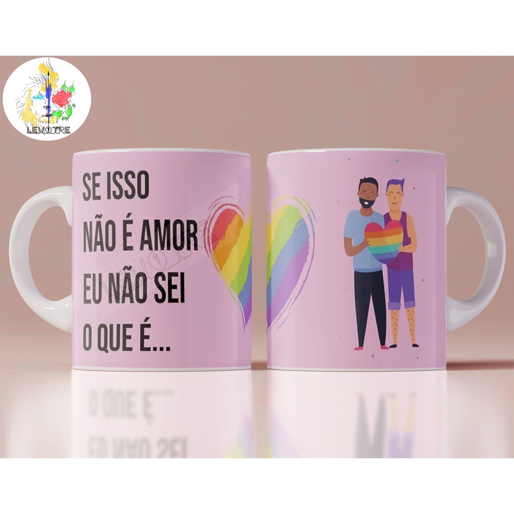 Caneca Preta Personalizada - LGBT com Nome do Casal