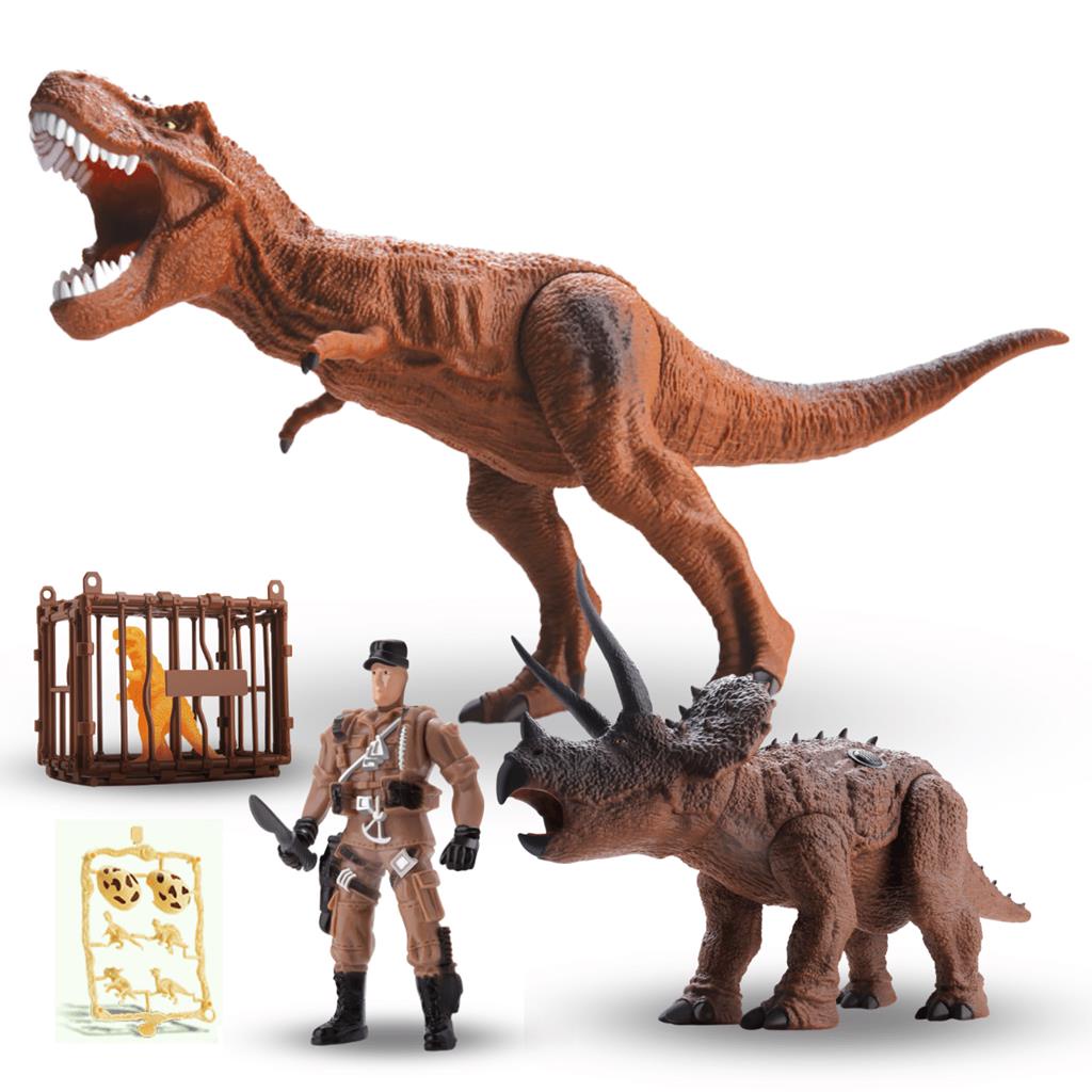 Dinossauro Brinquedo Dino Rex c/ Jaula Cacador e Acessorios | Shopee Brasil