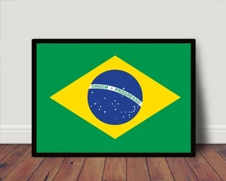 Quadro Decorativo / Poster Moldura Bandeira Brasilera P2732