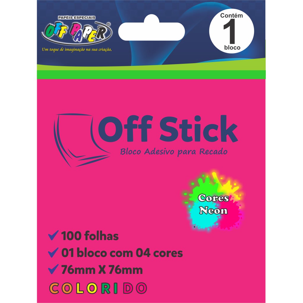 Bloco Adesivo Neon Off Stick 76x76 100 Folhas | Shopee Brasil