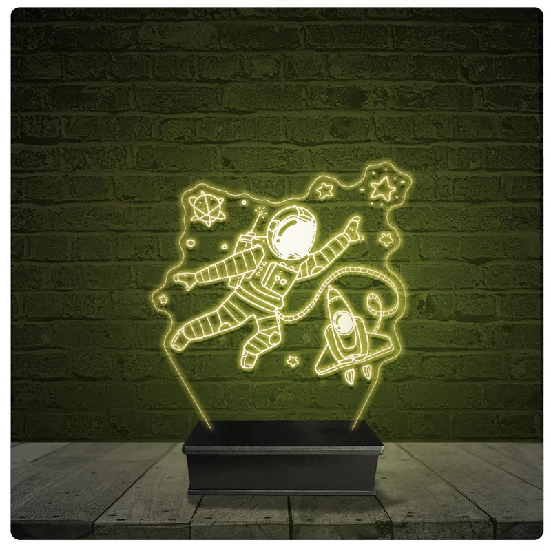 Led Luminária Acrílico Abajur - Astronauta Desenho 38