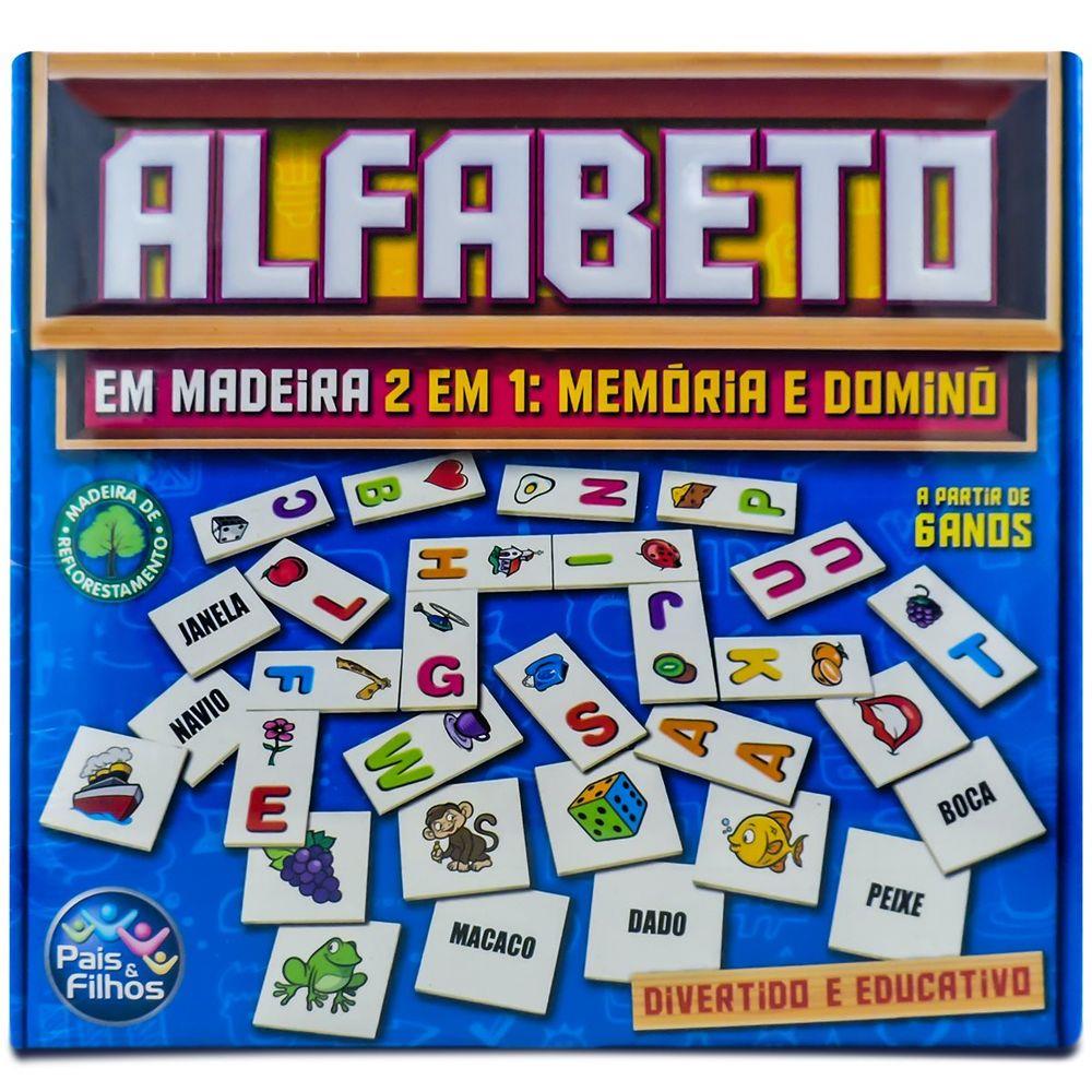 Jogo Educativo Brinquedo Pedagógico Memória Alfabeto Dominó