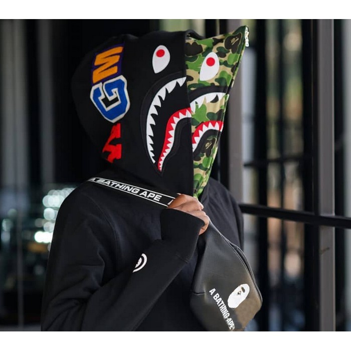 Novo Bape Camuflagem Tubarão Homens Mulheres Da Moda Moletom Com Capuz jaqueta