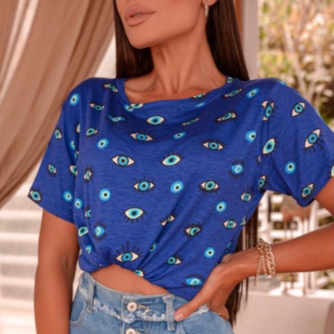 Blusa feminina estampa olho grego