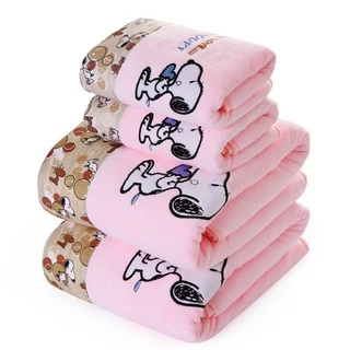 Toalha De Banho + Magic cotton Azul snoopy 70 * 140cm + 35 * 70cm