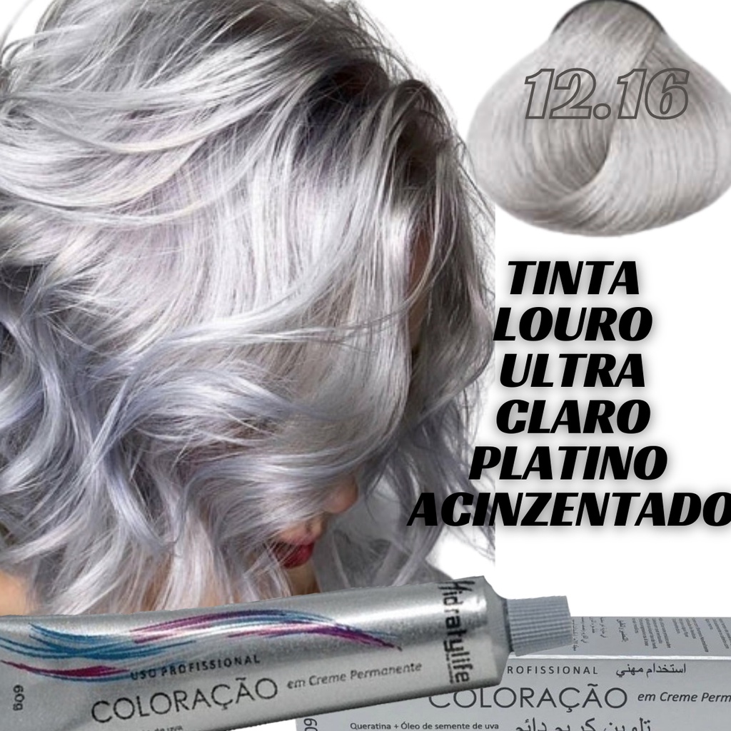 Cabelo Platinado em Casa | Tinta Platinum Cinza Loiro 12.16 | Brilho e ...