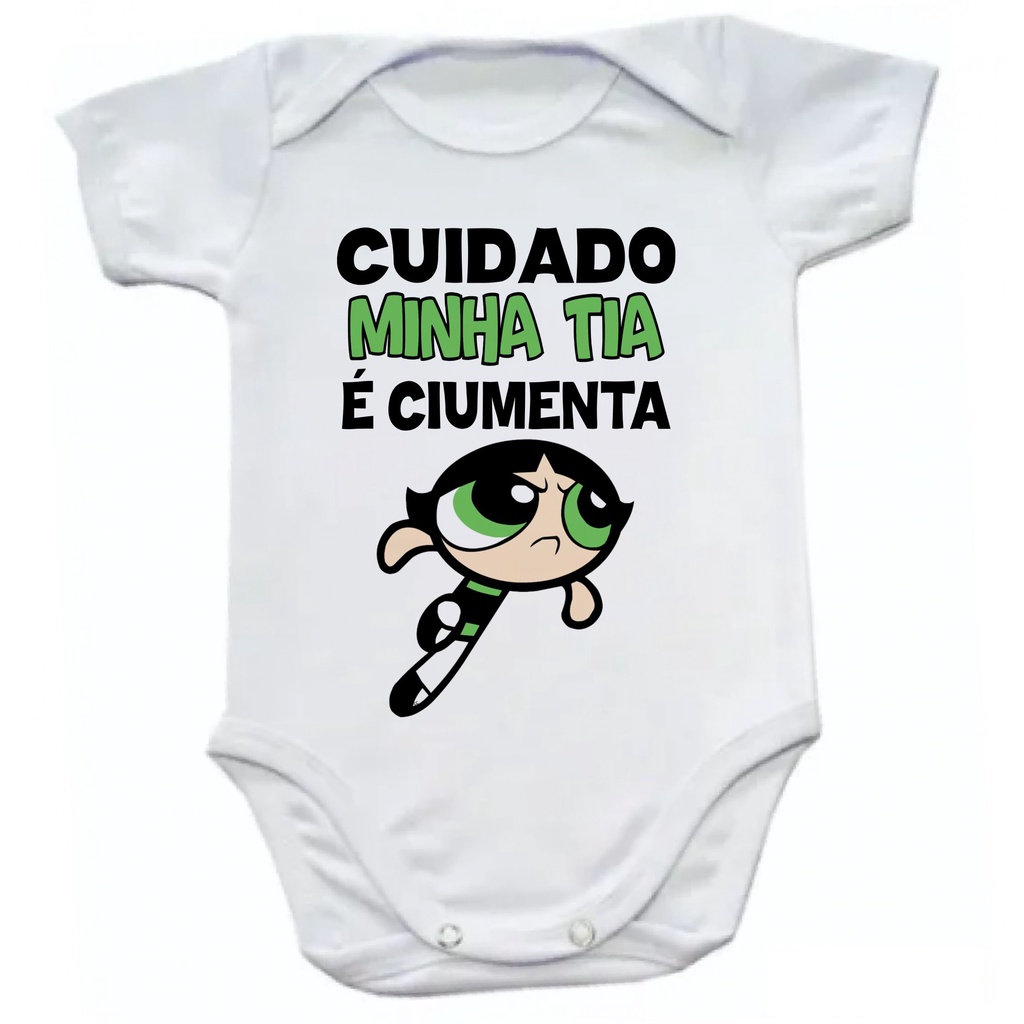 Body infantil Cuidado minha tia é ciumentoa menina poderosa Docinho bori  bebê manga curta | Shopee Brasil