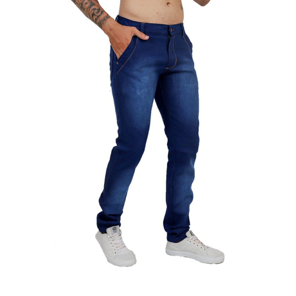 Calça masculina jeans hot sale social