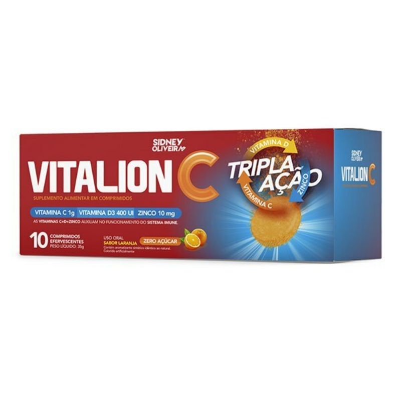 vitamina c 1g vitamina d 400ui zinco 10mg vitalion c tripla aÇÃo