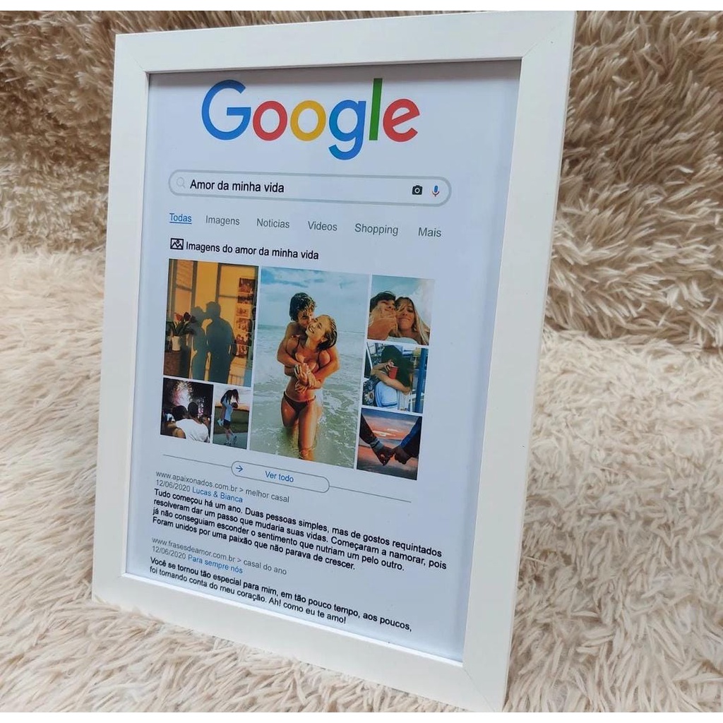 Quadro Google personalizado com foto | Dia dos namorados | Quadro de ...