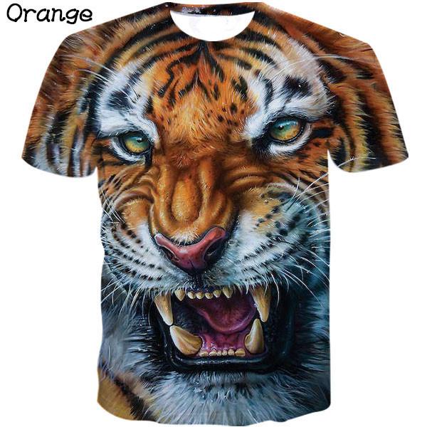 O rei dos animais tigre 3d impresso novo verão casual rua hip-hop em torno  do pescoço manga curta tamanho grande solto camisetas