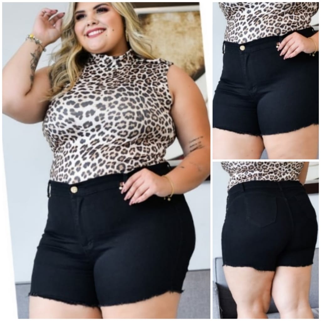 Roupas Femininas Shorts Jeans Plus Size Com Lycra