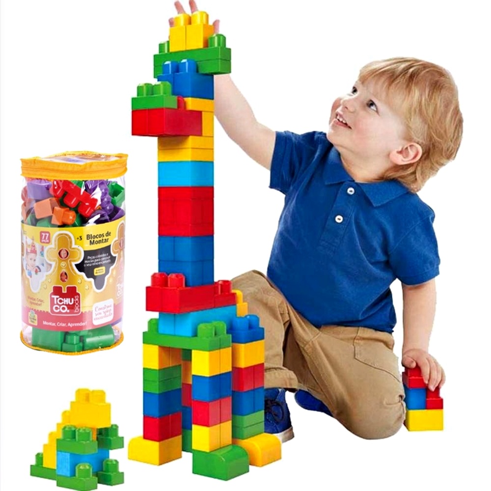 Brinquedo Infantil Blocos De Montar 180 Lego Grande + Bolsa