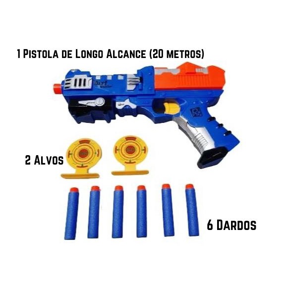 Arminha Brinquedo Lançador Nerf Arma Pistola Atira Dardos