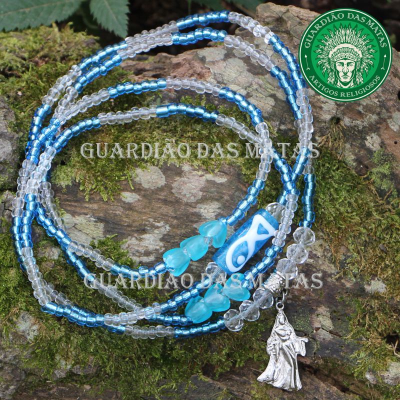 Guia de Iemanjá Fio de Contas Colar Proteção Umbanda Candomblé Mãe ...